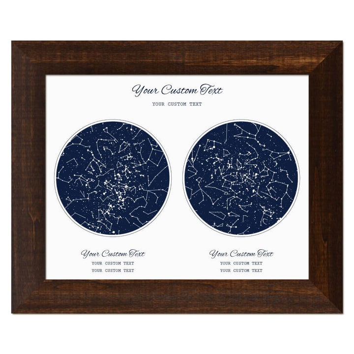 Star Map Gift Personalized With 2 Night Skies, Horizontal, Espresso Wide Framed Art Print#color-finish_espresso-wide-frame