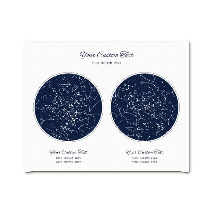 Star Map Gift Personalized With 2 Night Skies, Horizontal, Wrapped Canvas Art Print#color-finish_wrapped-canvas
