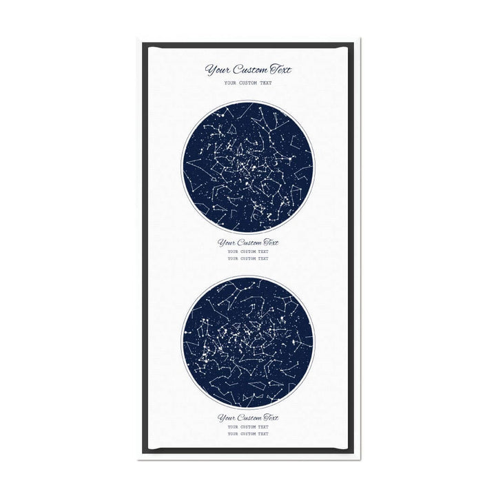 Star Map Gift Personalized With 2 Night Skies, Vertical, White Floater Framed Art Print#color-finish_white-floater-frame