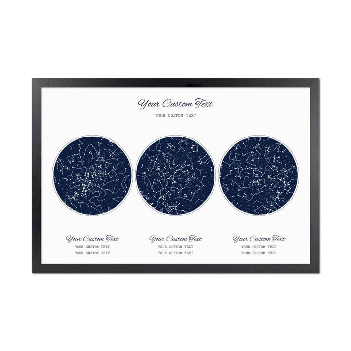Star Map Gift Personalized With 3 Night Skies, Horizontal, Black Thin Framed Art Print#color-finish_black-thin-frame