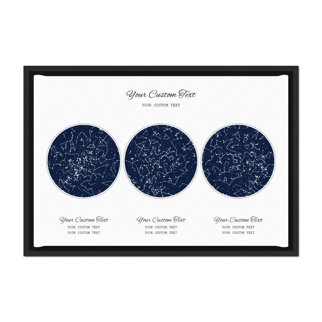 Star Map Gift Personalized With 3 Night Skies, Horizontal, Black Floater Framed Art Print#color-finish_black-floater-frame