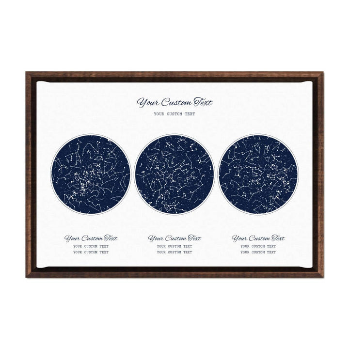 Star Map Gift Personalized With 3 Night Skies, Horizontal, Espresso Floater Framed Art Print#color-finish_espresso-floater-frame