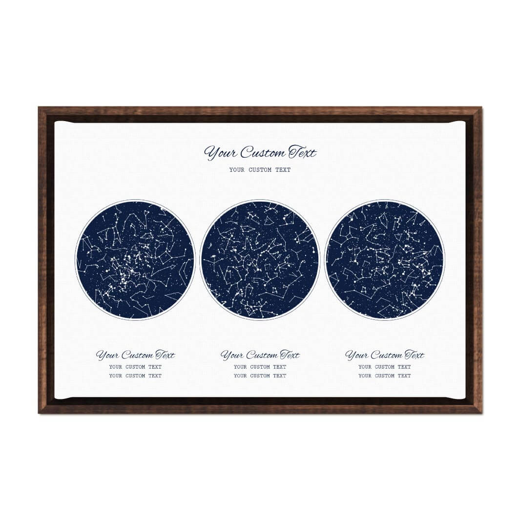 Star Map Gift Personalized With 3 Night Skies, Horizontal, Espresso Floater Framed Art Print#color-finish_espresso-floater-frame