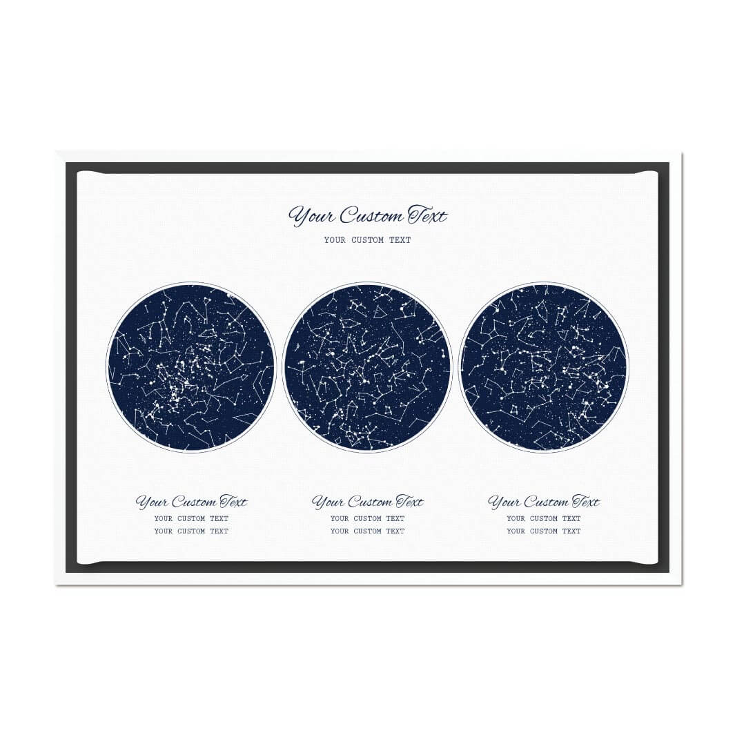 Star Map Gift Personalized With 3 Night Skies, Horizontal, White Floater Framed Art Print#color-finish_white-floater-frame