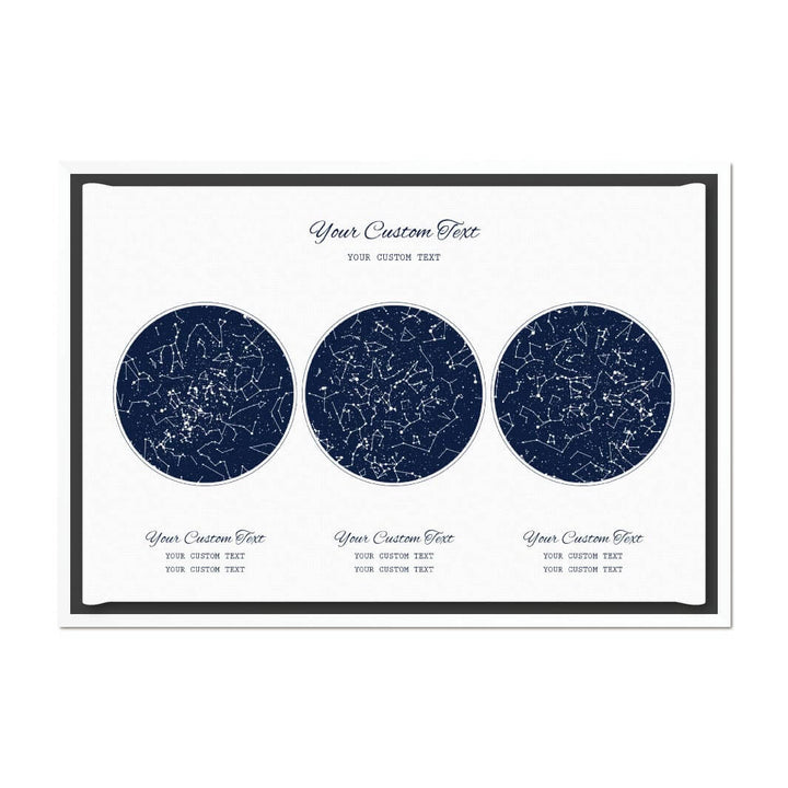 Star Map Gift Personalized With 3 Night Skies, Horizontal, White Floater Framed Art Print#color-finish_white-floater-frame