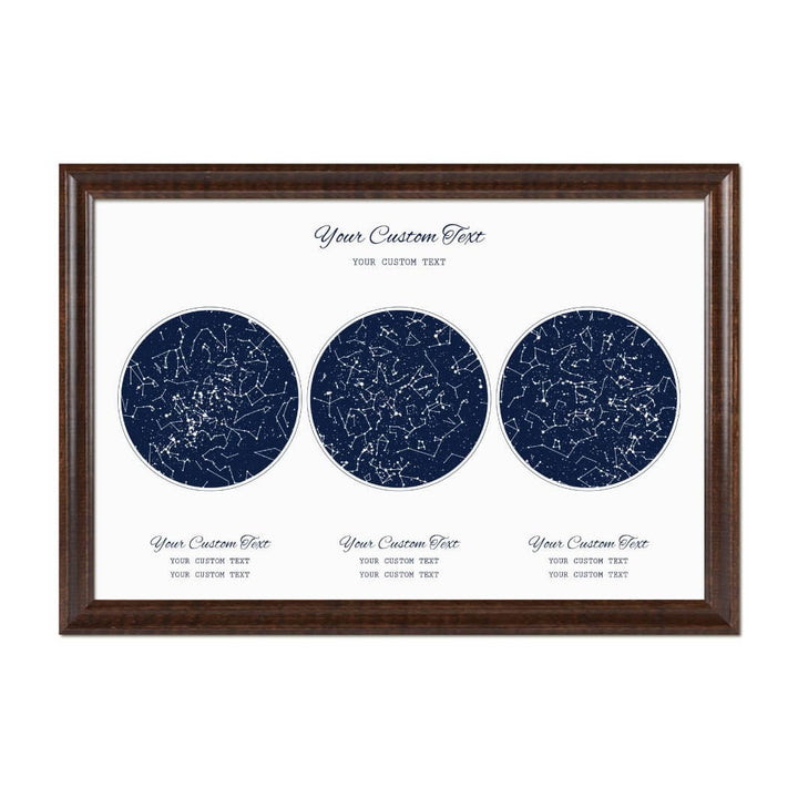Star Map Gift Personalized With 3 Night Skies, Horizontal, Espresso Beveled Framed Art Print#color-finish_espresso-beveled-frame