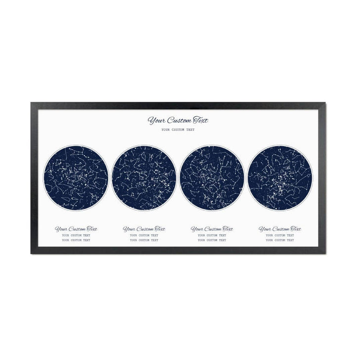 Star Map Gift Personalized With 4 Night Skies, Horizontal, Black Thin Framed Art Print#color-finish_black-thin-frame