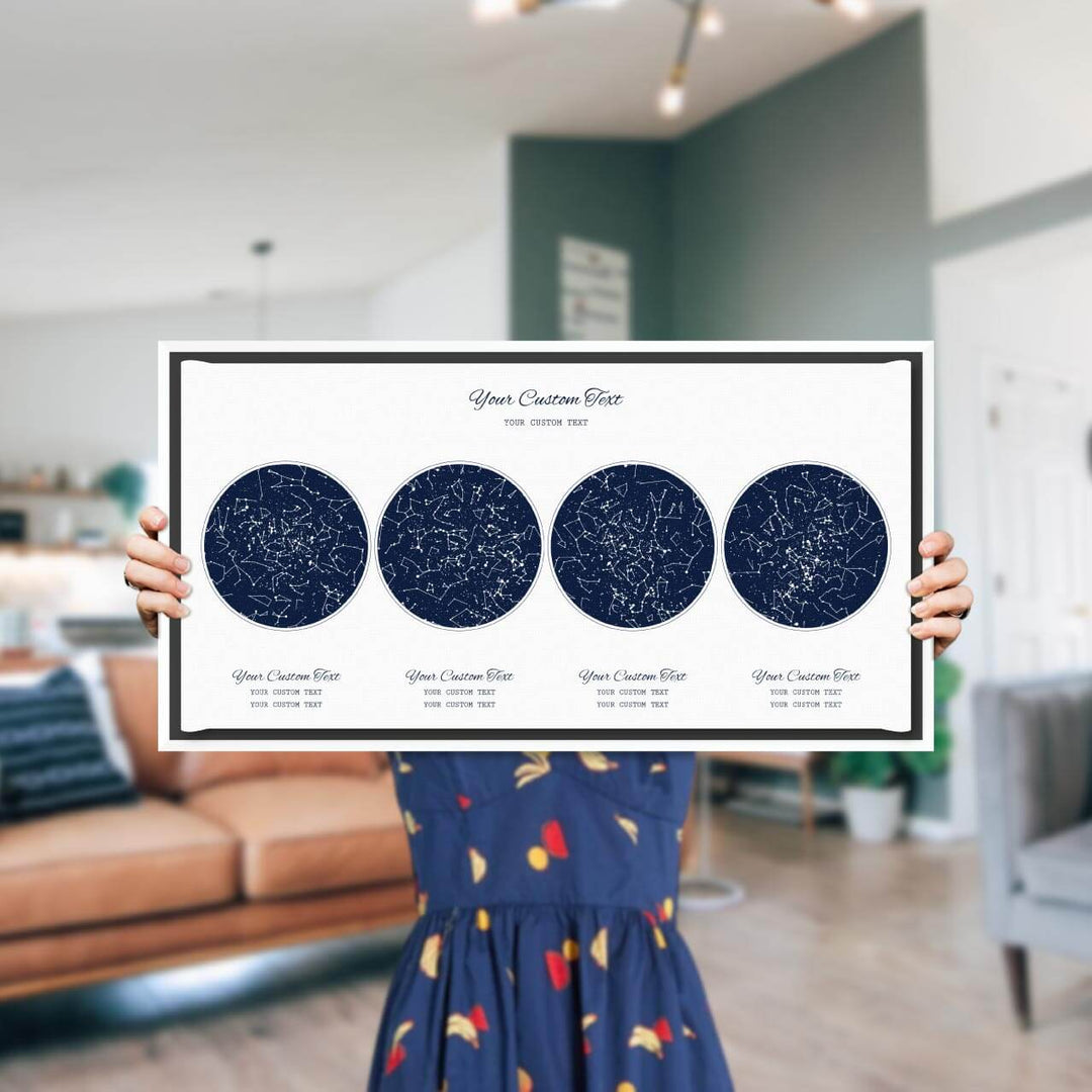 Star Map Gift Personalized With 4 Night Skies, Horizontal, White Floater Framed Art Print, Styled#color-finish_white-floater-frame