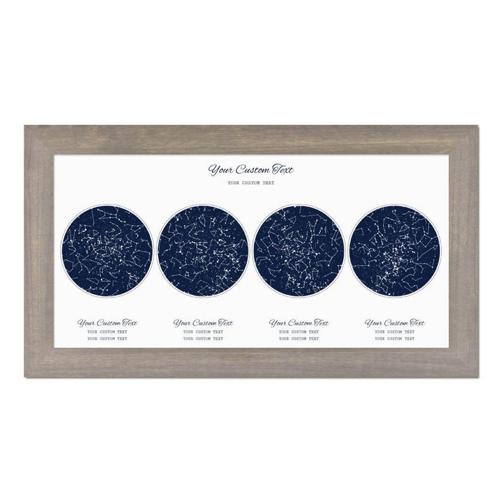 Star Map Gift Personalized With 4 Night Skies, Horizontal, Gray Wide Framed Art Print#color-finish_gray-wide-frame