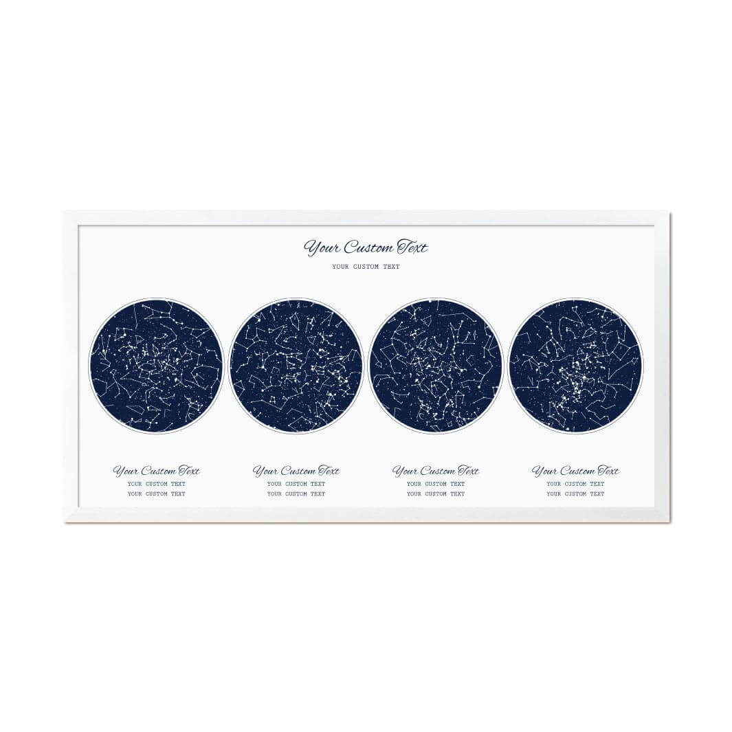 Star Map Gift Personalized With 4 Night Skies, Horizontal, White Thin Framed Art Print#color-finish_white-thin-frame