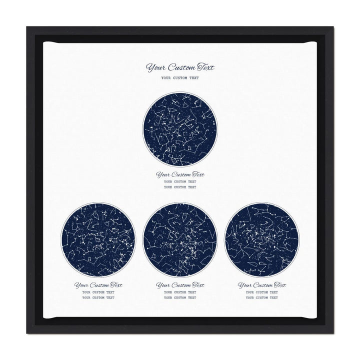 Star Map Gift Personalized With 4 Night Skies, Square, Black Floater Framed Art Print#color-finish_black-floater-frame