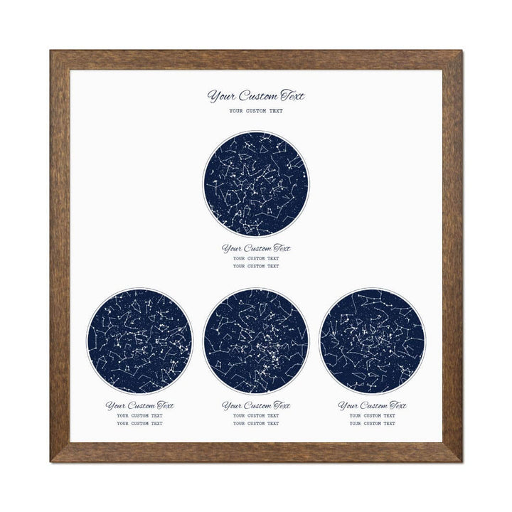Star Map Gift Personalized With 4 Night Skies, Square, Walnut Thin Framed Art Print#color-finish_walnut-thin-frame