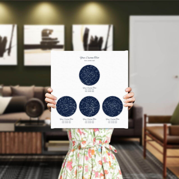 Star Map Gift Personalized With 4 Night Skies, Square, Wrapped Canvas Art Print, Styled#color-finish_wrapped-canvas