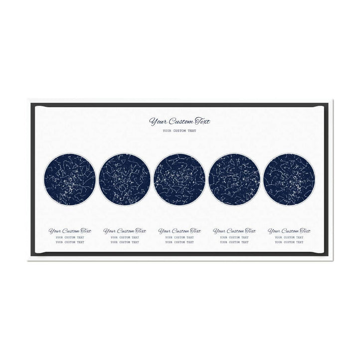 Star Map Gift Personalized With 5 Night Skies, Horizontal, White Floater Framed Art Print#color-finish_white-floater-frame