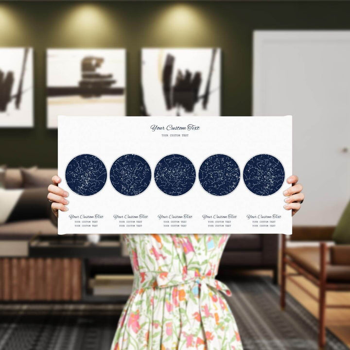 Star Map Gift Personalized With 5 Night Skies, Horizontal, Wrapped Canvas Art Print, Styled#color-finish_wrapped-canvas