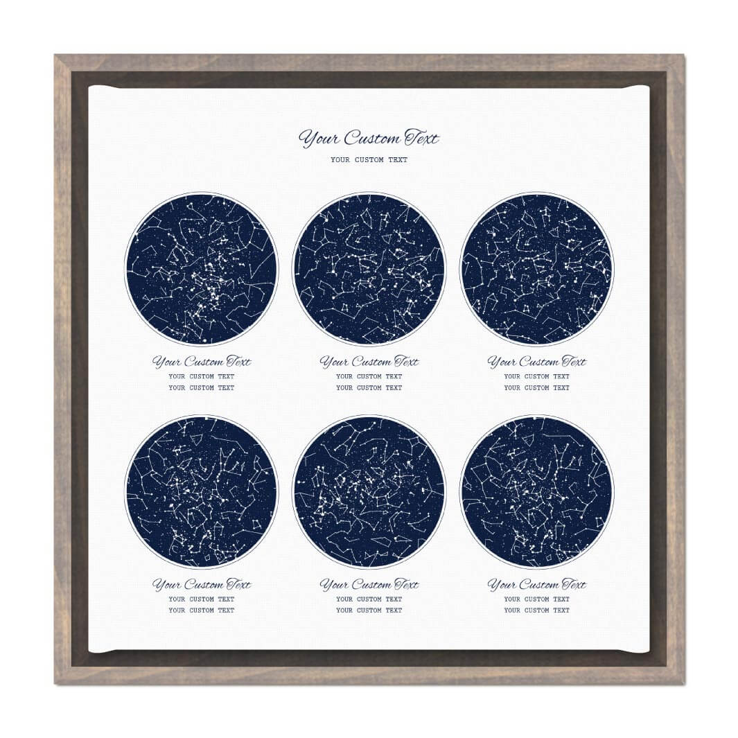 Star Map Gift Personalized With 6 Night Skies, Square, Gray Floater Framed Art Print#color-finish_gray-floater-frame