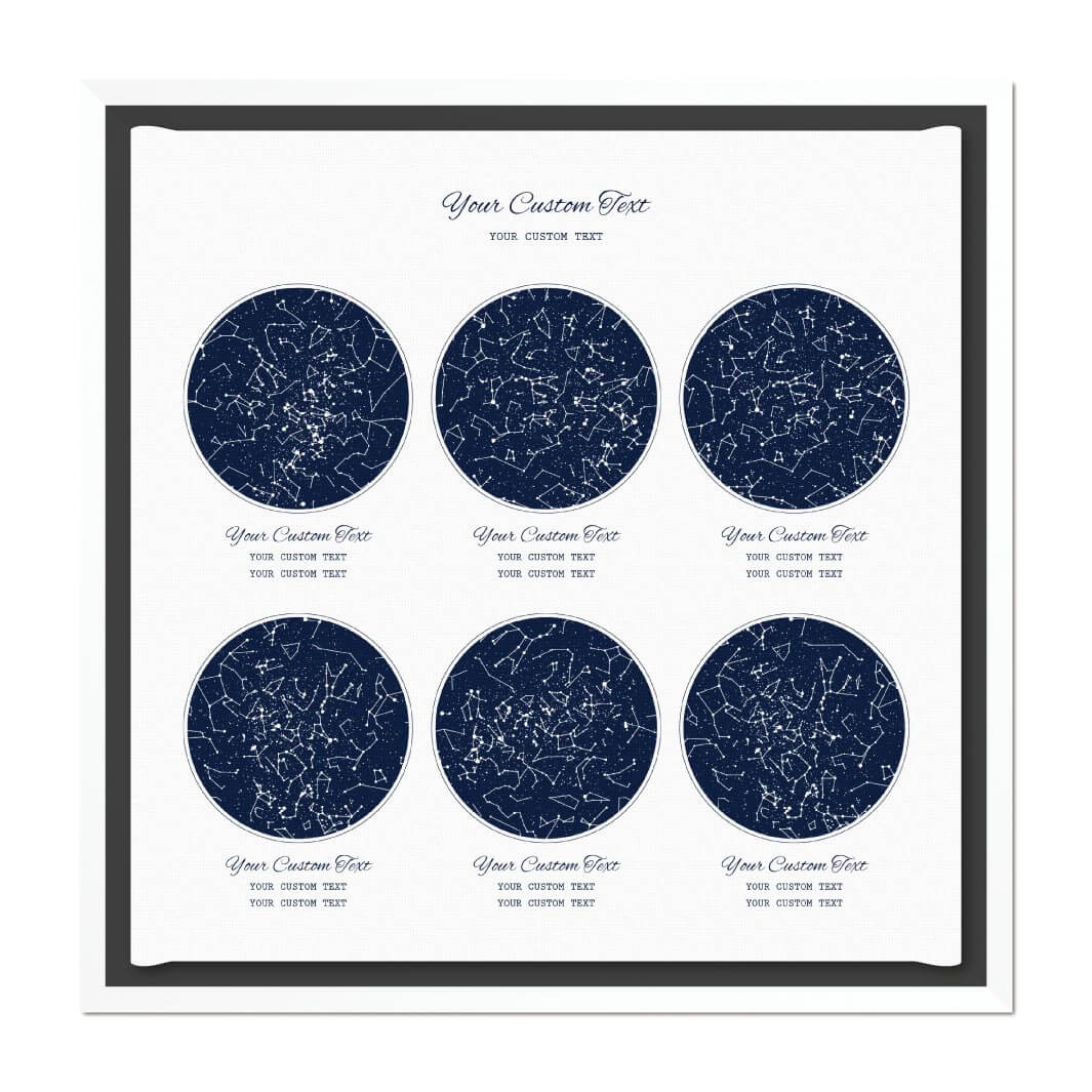 Star Map Gift Personalized With 6 Night Skies, Square, White Floater Framed Art Print#color-finish_white-floater-frame