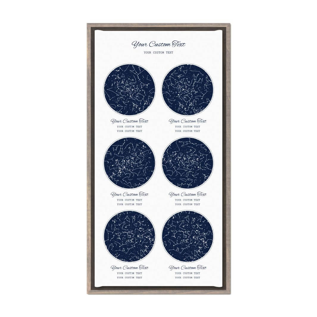 Star Map Gift Personalized With 6 Night Skies, Vertical, Gray Floater Framed Art Print#color-finish_gray-floater-frame