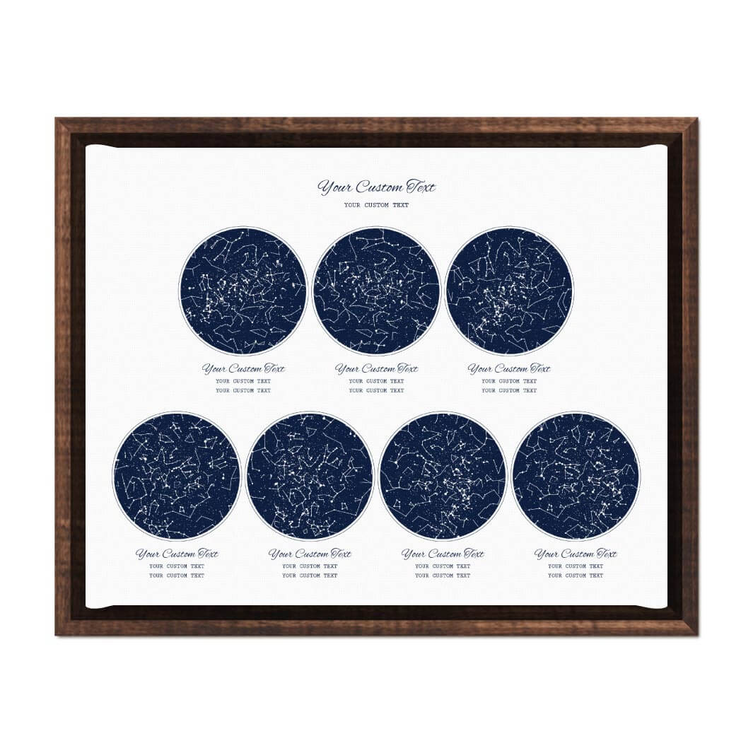 Star Map Gift Personalized With 7 Night Skies, Horizontal, Espresso Floater Framed Art Print#color-finish_espresso-floater-frame