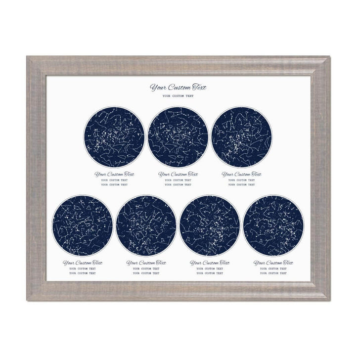 Star Map Gift Personalized With 7 Night Skies, Horizontal, Gray Beveled Framed Art Print#color-finish_gray-beveled-frame