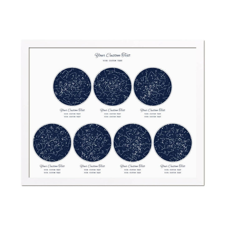Star Map Gift Personalized With 7 Night Skies, Horizontal, White Thin Framed Art Print#color-finish_white-thin-frame