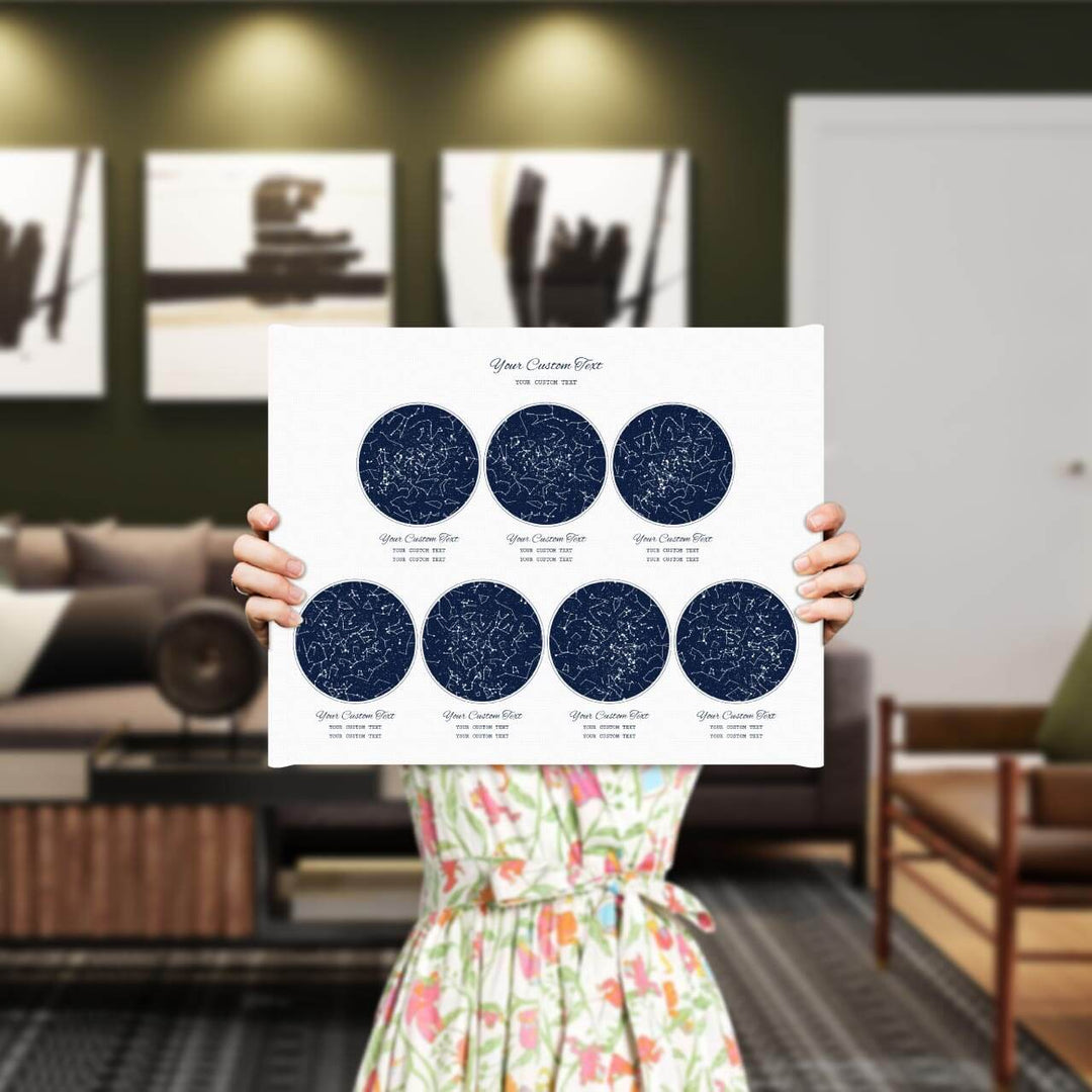 Star Map Gift Personalized With 7 Night Skies, Horizontal, Wrapped Canvas Art Print, Styled#color-finish_wrapped-canvas