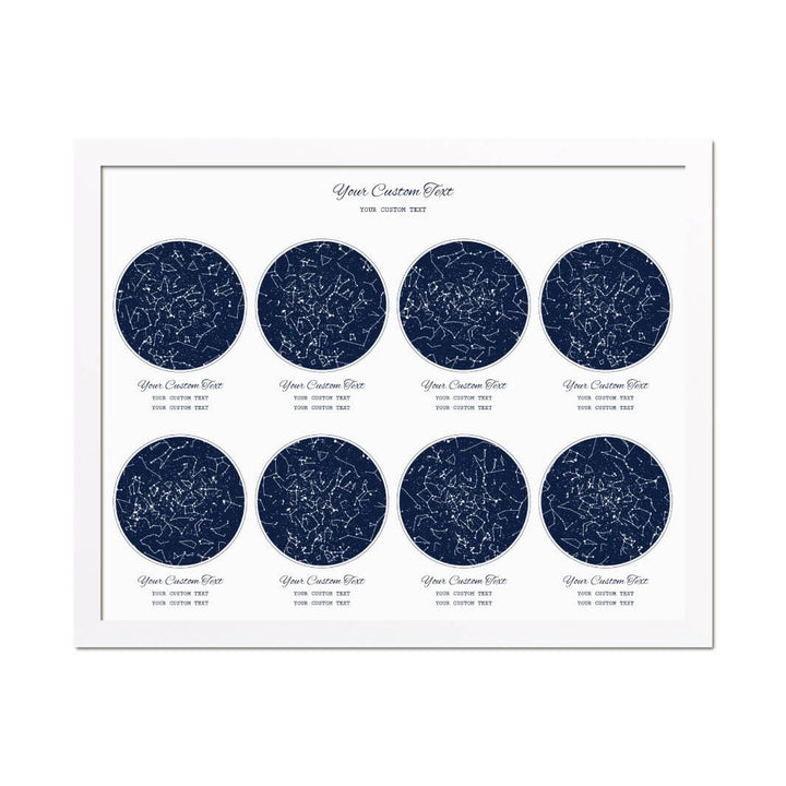 Star Map Gift Personalized With 8 Night Skies, Horizontal, White Thin Framed Art Print#color-finish_white-thin-frame