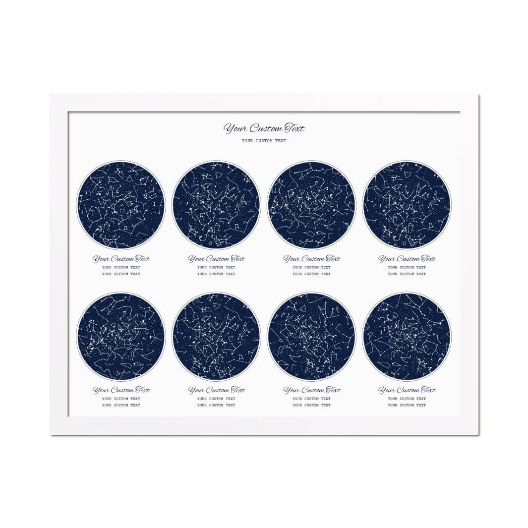 Star Map Gift Personalized With 8 Night Skies, Horizontal, White Thin Framed Art Print#color-finish_white-thin-frame