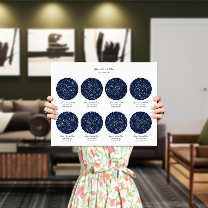 Star Map Gift Personalized With 8 Night Skies, Horizontal, Wrapped Canvas Art Print, Styled#color-finish_wrapped-canvas
