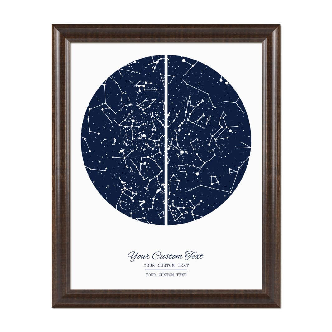 Star Map Gift with 2 Night Skies, Custom Vertical Paper Print, Espresso Beveled Frame#color-finish_espresso-beveled-frame