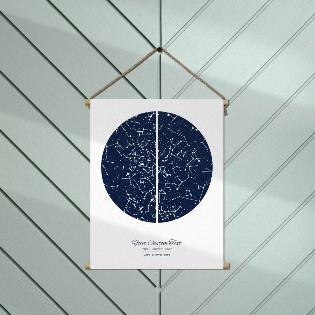 Star Map Gift with 2 Night Skies, Custom Vertical Paper Print, Hanging Canvas, Styled#color-finish_hanging-canvas