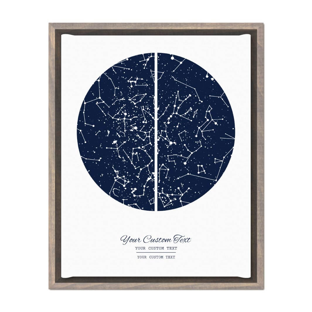 Star Map Gift with 2 Night Skies, Custom Vertical Paper Print, Gray Floater Frame#color-finish_gray-floater-frame